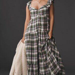 Anthropologie Pilcro Flutter-Sleeve Tiered Midi Dress